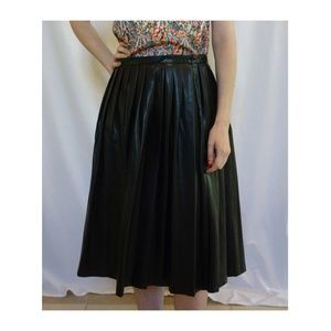 Black pleather midi skirt